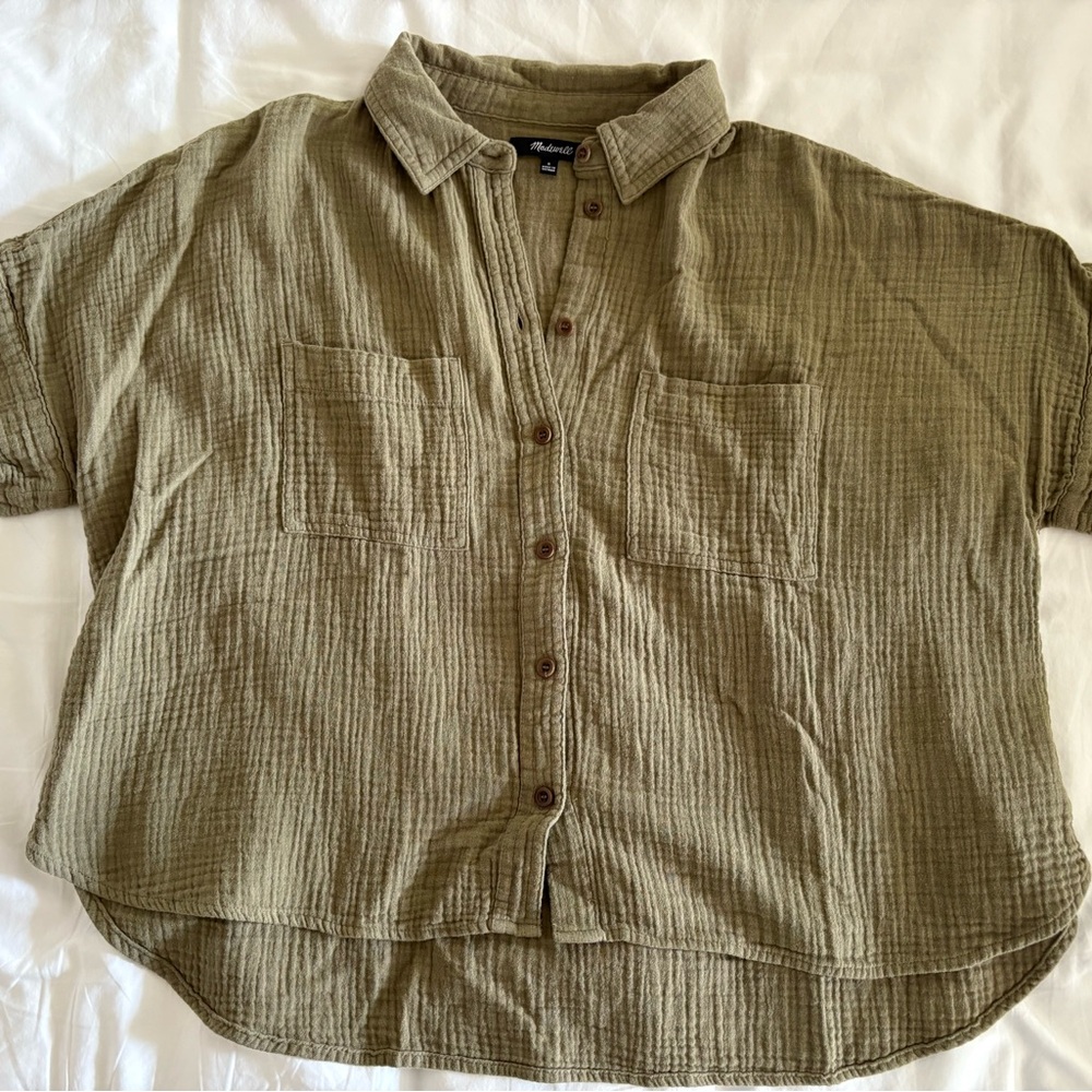 Madewell Sage Green Gauze Shirt
